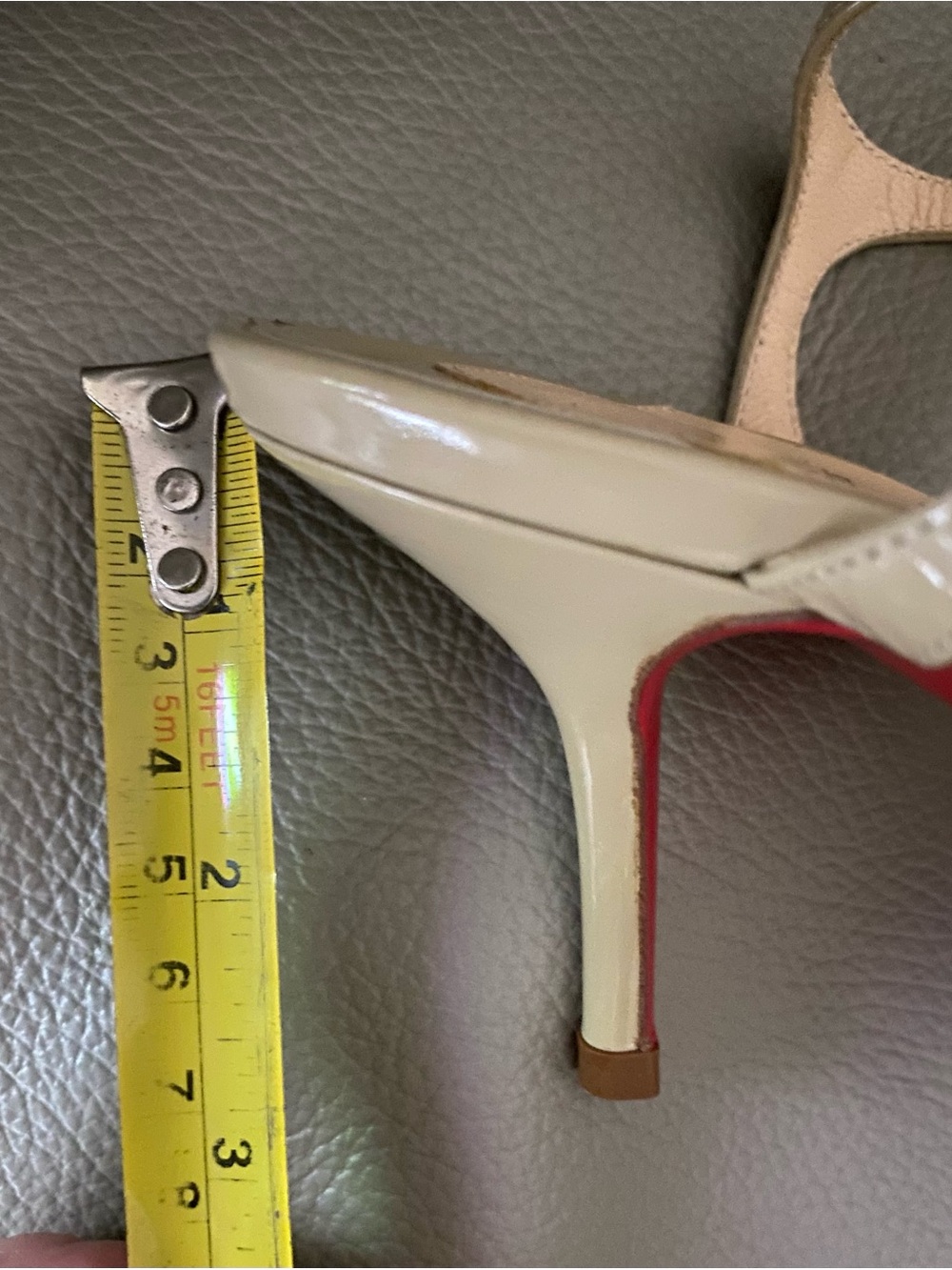 Christian Louboutin tan  T-Strap Peep-Toe Slingback Heels - Picture 7 of 15